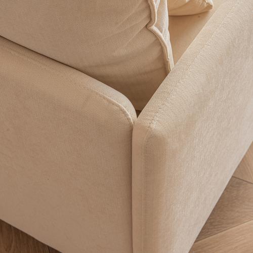 Modern Fabric Accent Armchair, Upholstered Single Sofa Chair,Beige Cotton Linen-30.7''