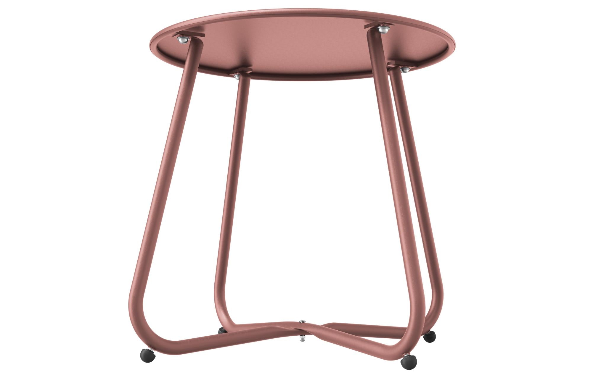 Sr Steel Patio Side Table, Weather Resistant Outdoor Round End Table