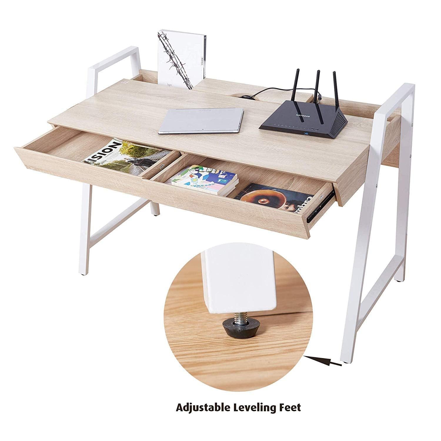 Wood Computer Desk Computer Table Writing Desk Workstation Study Home Office Furniture With Two Draw