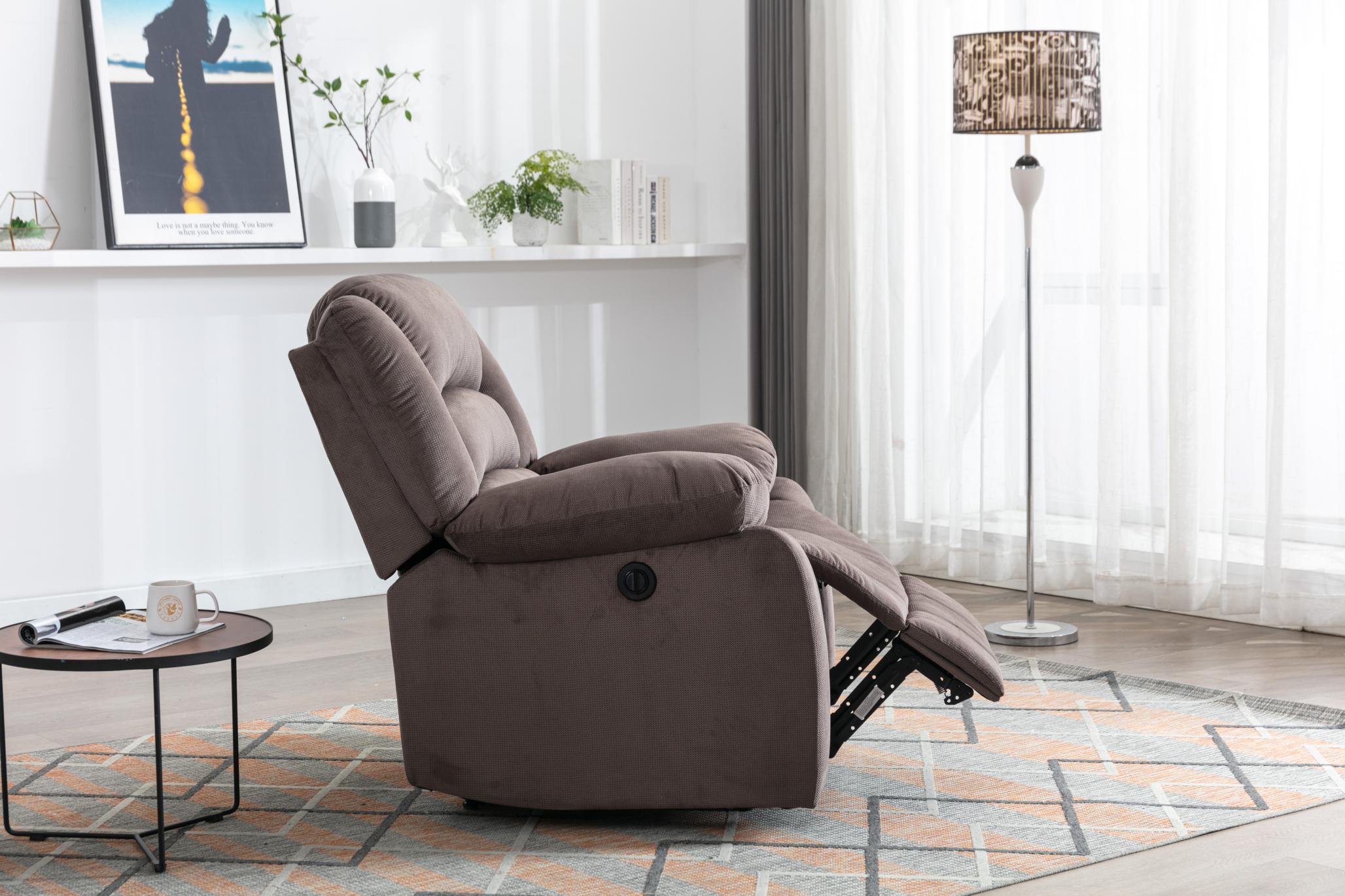 Classic Electric Recliner With Soft Cushion And Back, Small Sofa With Comfortable Armchair