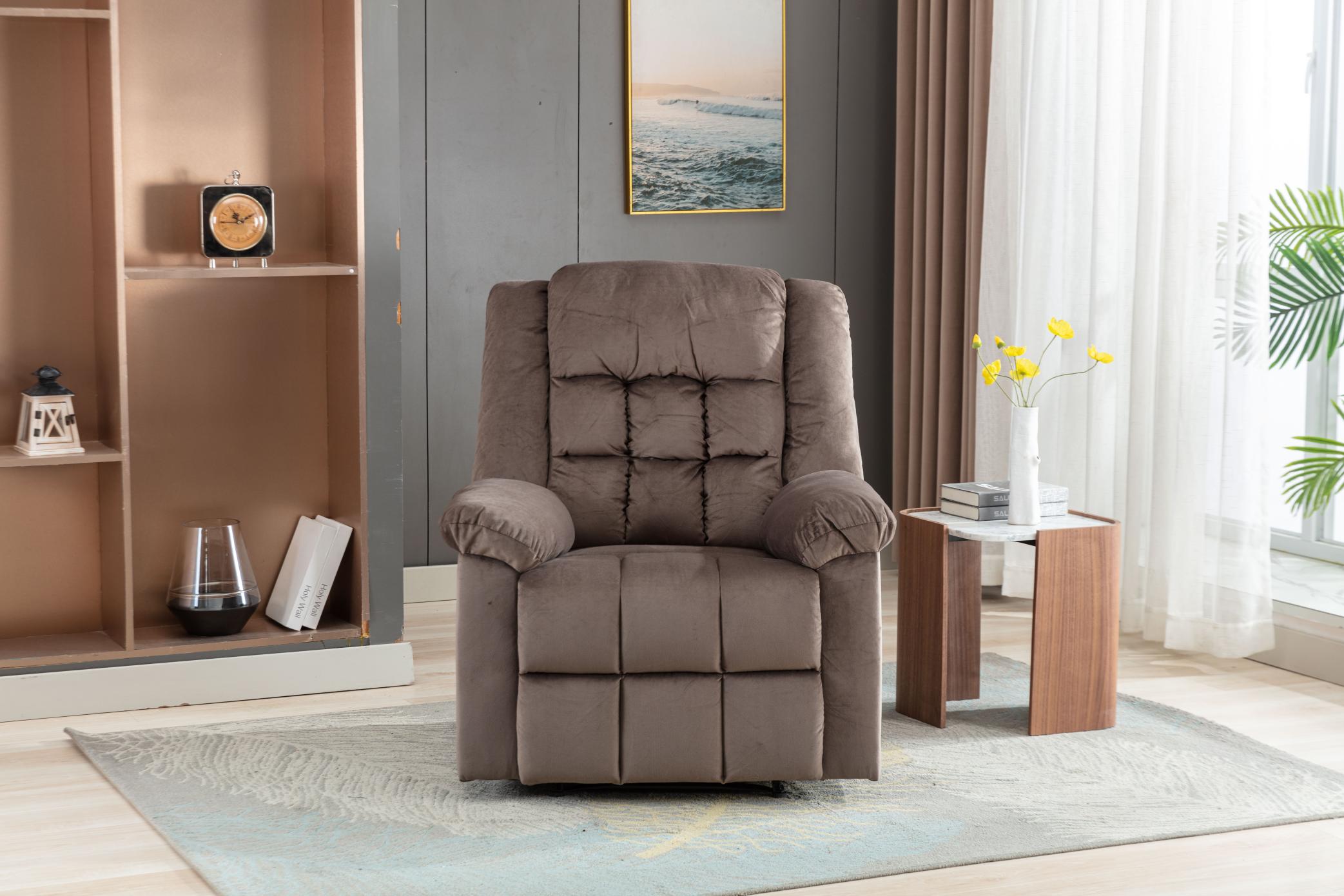 Classic Manual Recliner With Soft Padded Headrest And Armrest, Wonderful Chair&Sofa For Living Room And Bed Room