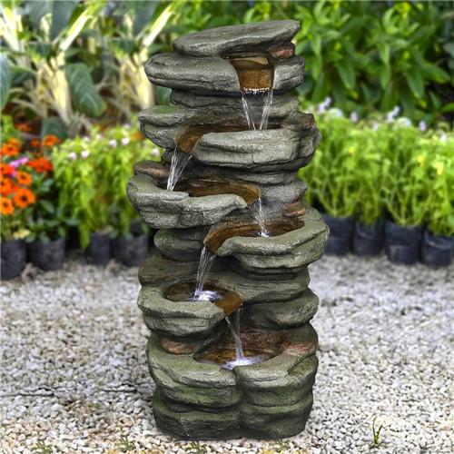 30.7inches Outdoor Water Fountain With Led Lights