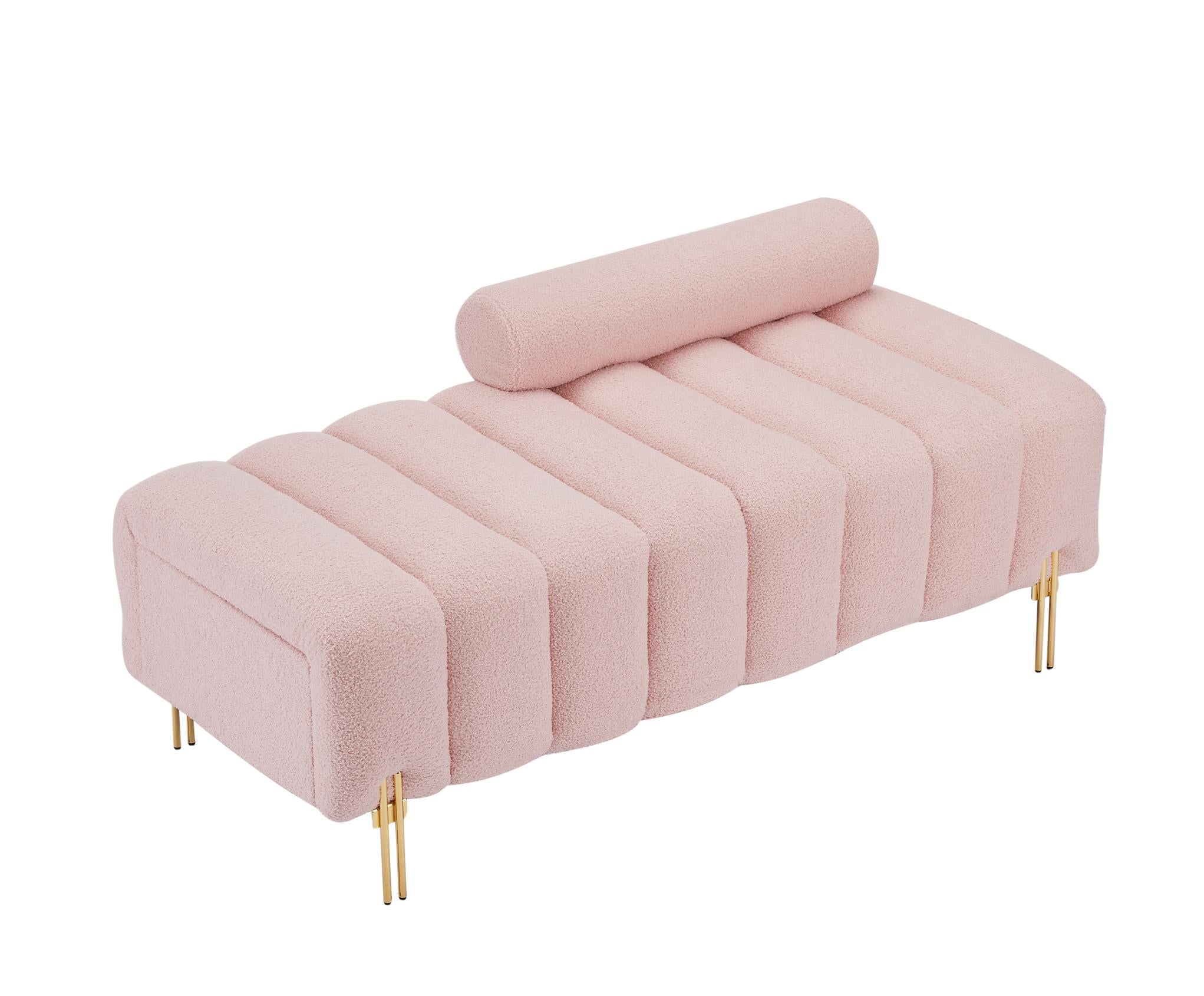 Modern Upholstered Bench with Gold Legs