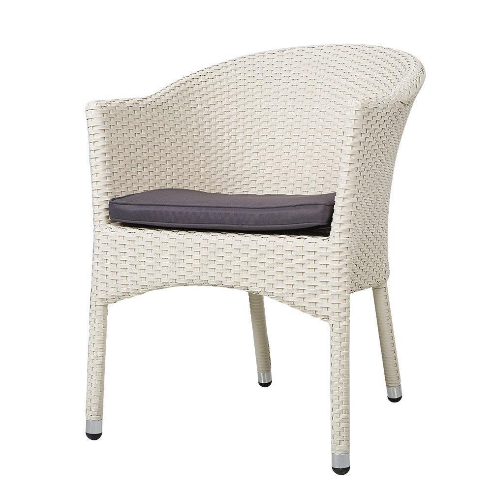 Outdoor Dining Rattan Chairs Patio Garden Furniture With Seat Cushions, White