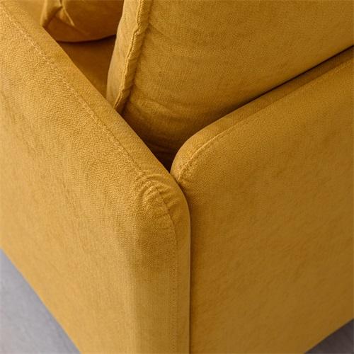 Modern Fabric Accent Armchair,Upholstered Single Sofa Chair,Yellow  Cotton Linen-30.7''