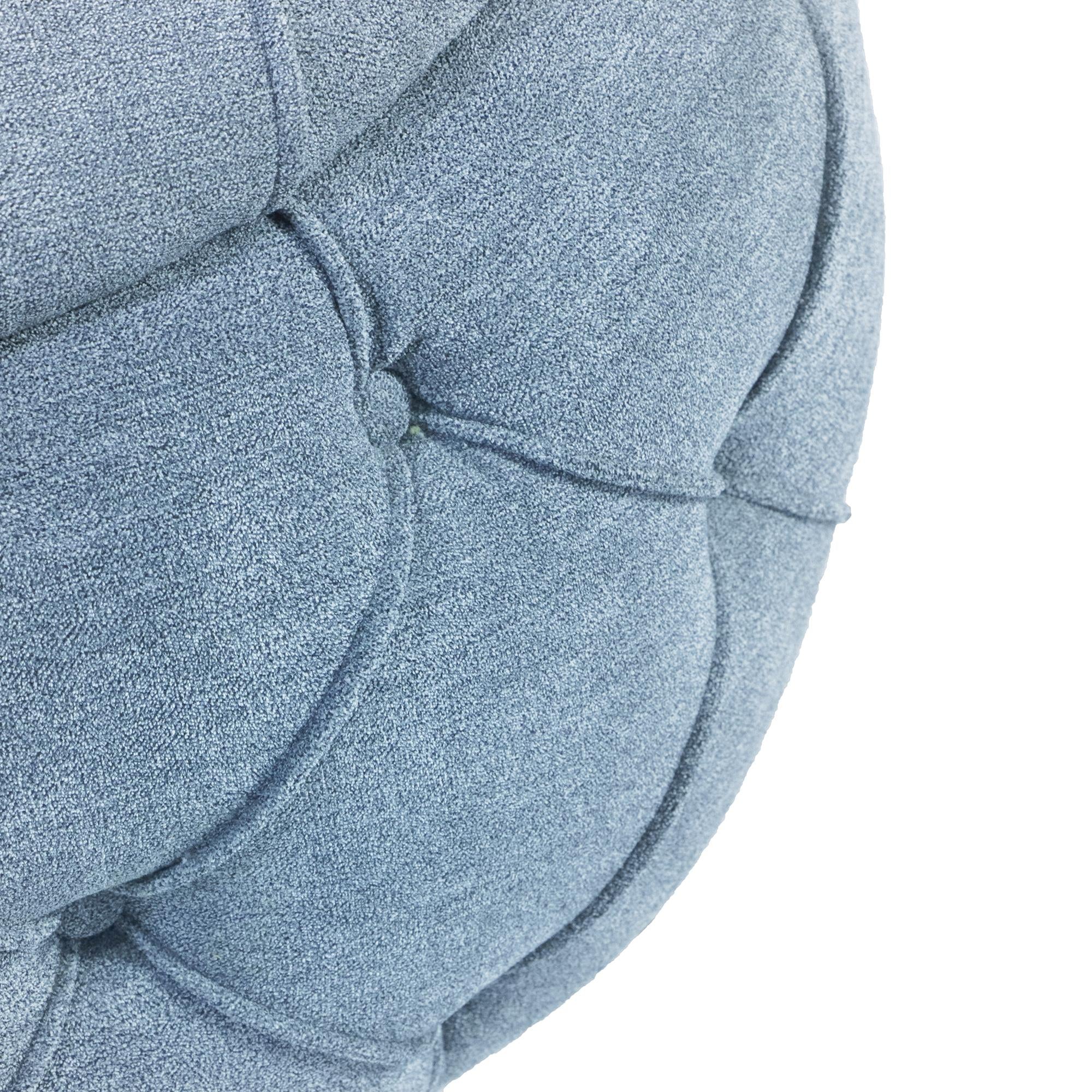 Large Button Tufted Woven Round Storage Footstool。Suitable For Living Room, Bedroom, Study