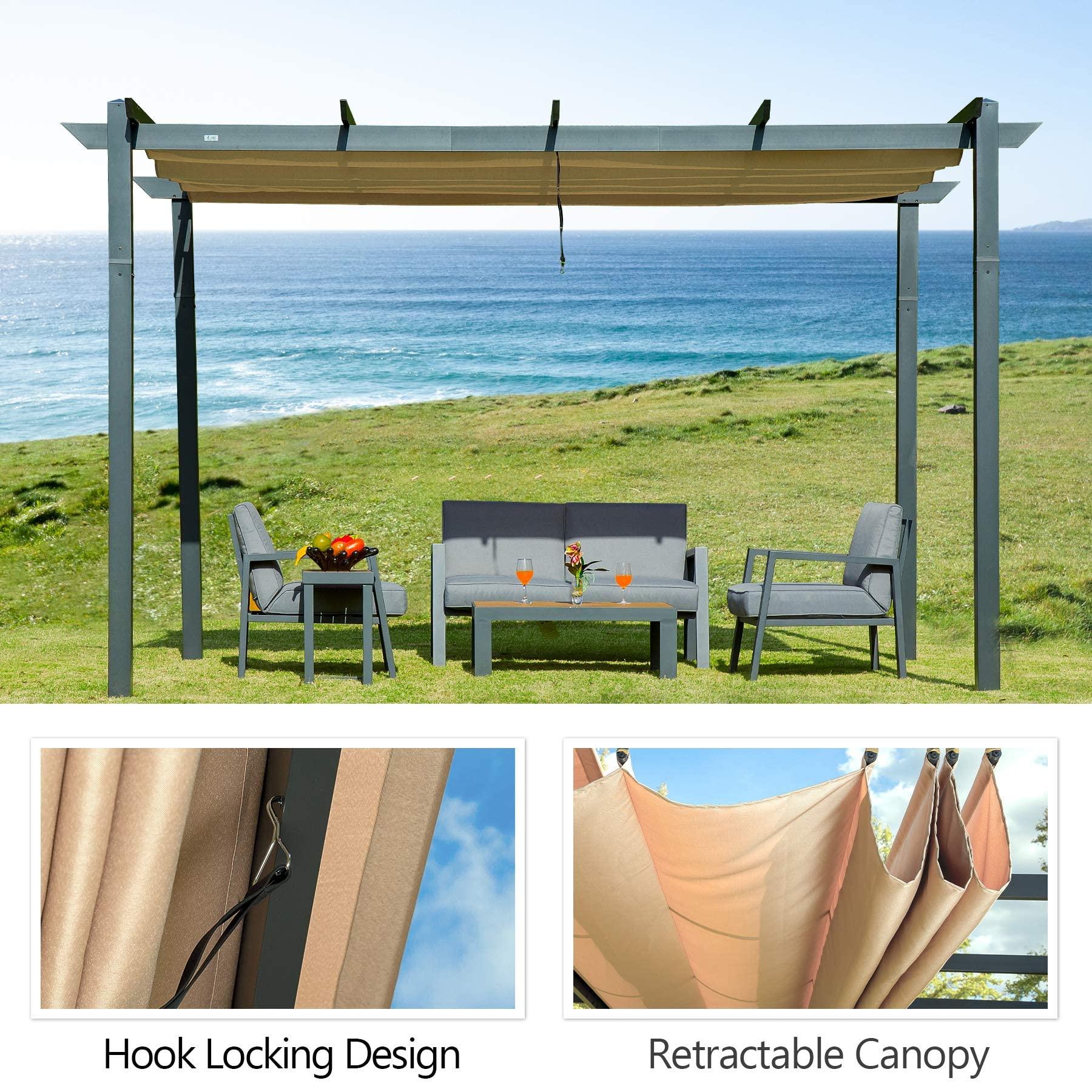 Domi Outdoor Living Outdoor Retractable Pergola With Weather-Resistant Canopy Aluminum