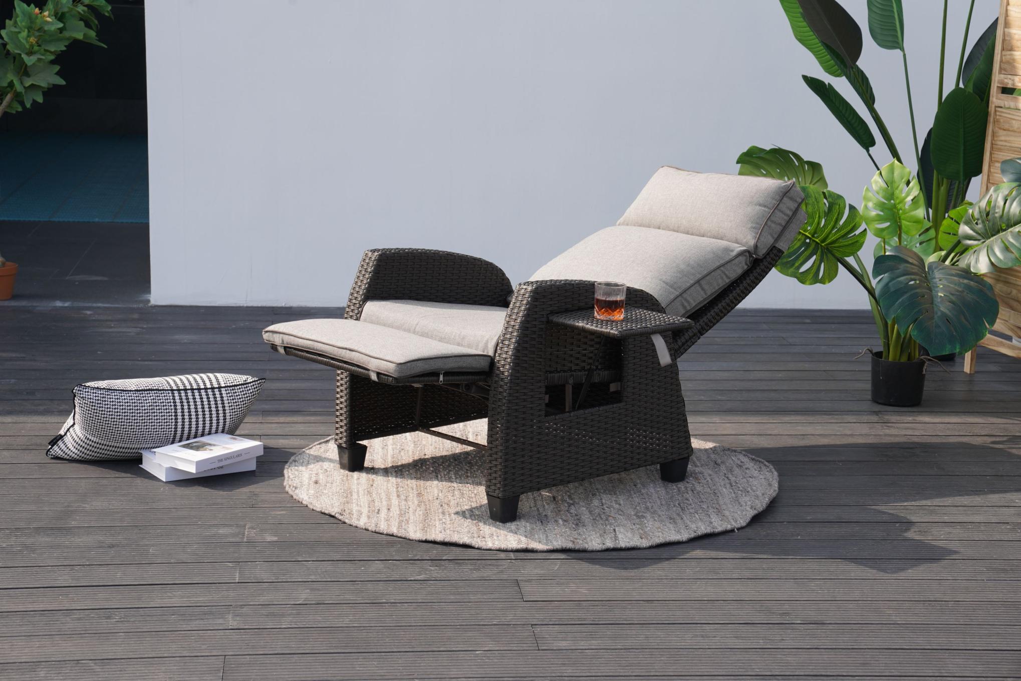 Outdoor Rattan Reclining Adjustable Lounge Chair