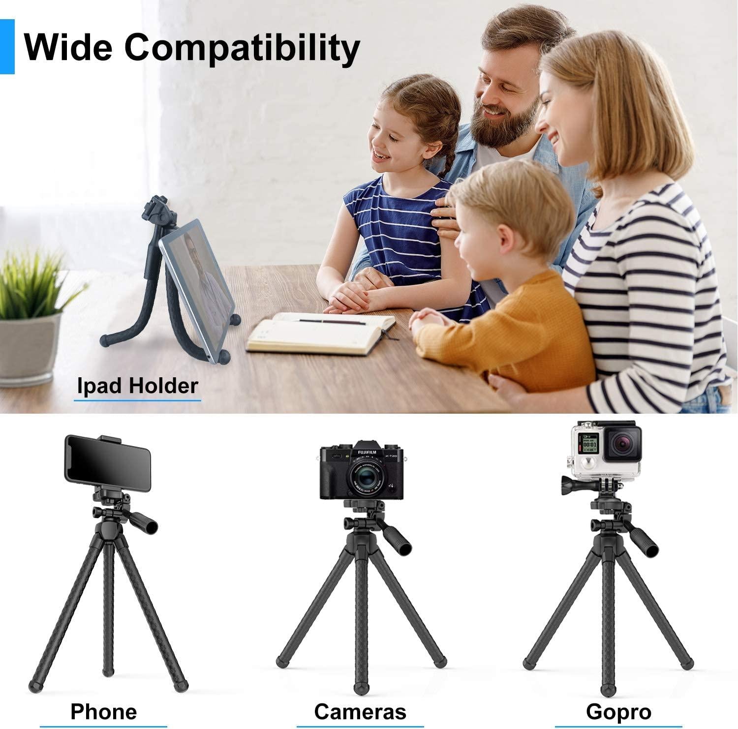 Portable And Adjustable Flexible Phone Tripods Camera Stand Holder With Remote