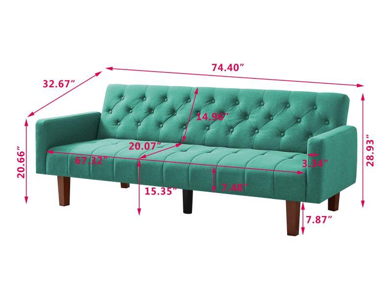 Factory Tufted Back Sofa Mid-Century Convertible Sofa Bed For Living Room