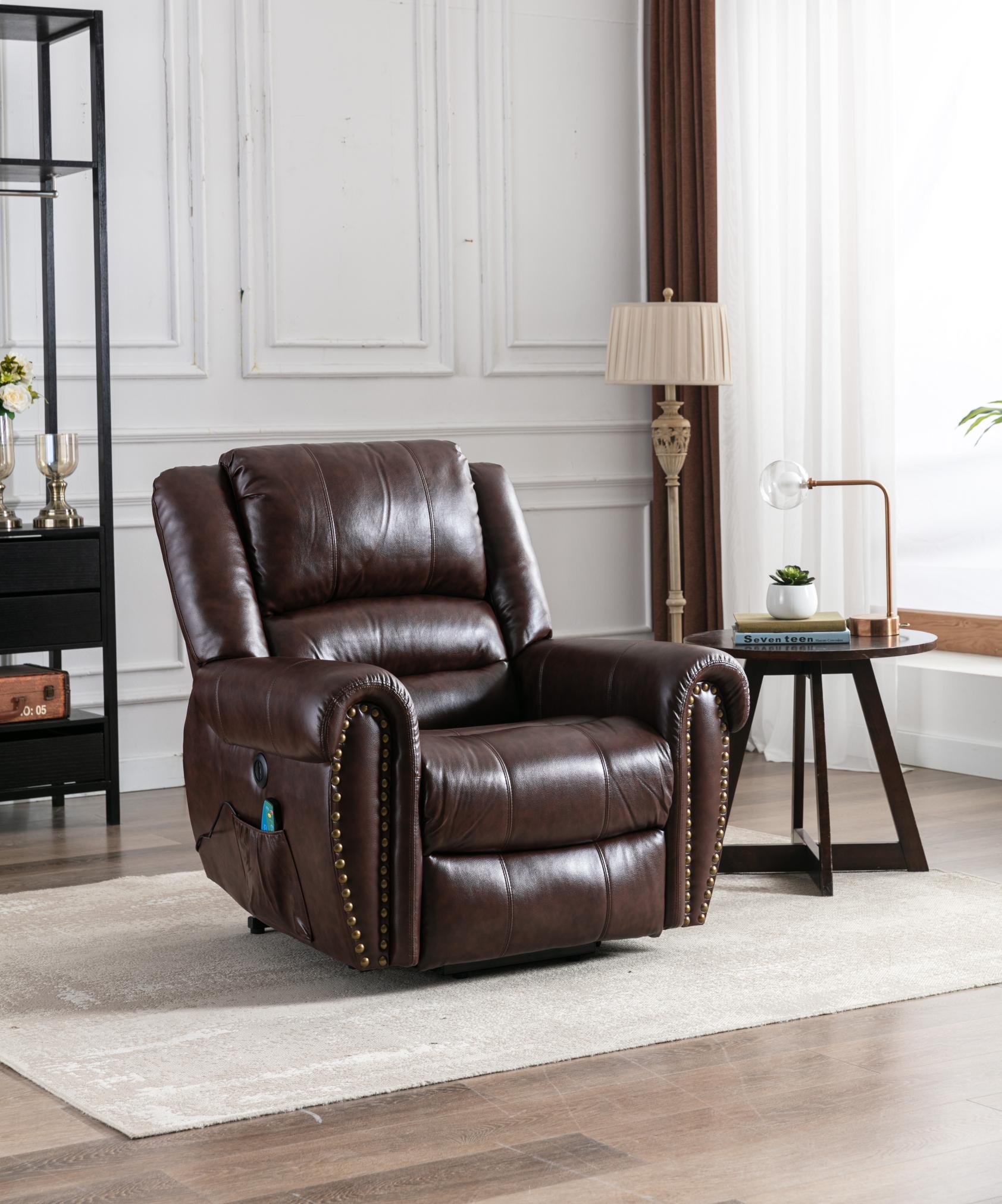 Leather Rivet Power Lift Recliner Chair With Massage And Usb Port