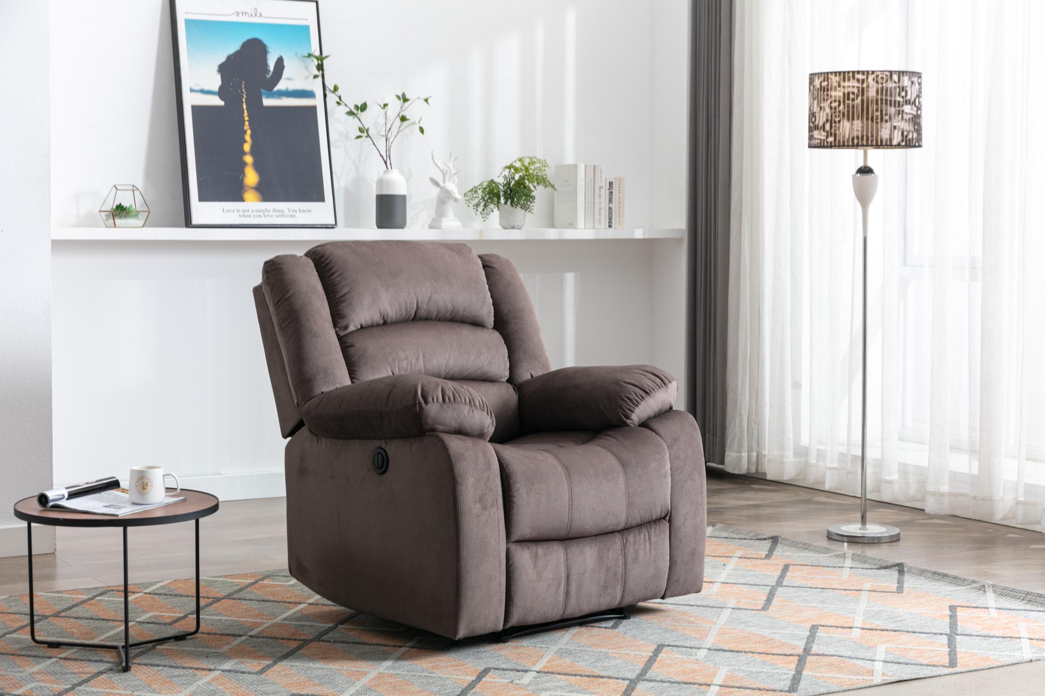 Classic Electric Recliner With Soft Cushion And Back, Small Sofa With Comfortable Armchair