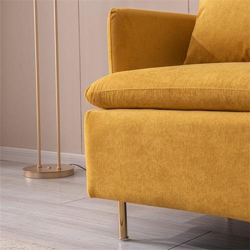 Modern Fabric Accent Armchair,Upholstered Single Sofa Chair,Yellow  Cotton Linen-30.7''