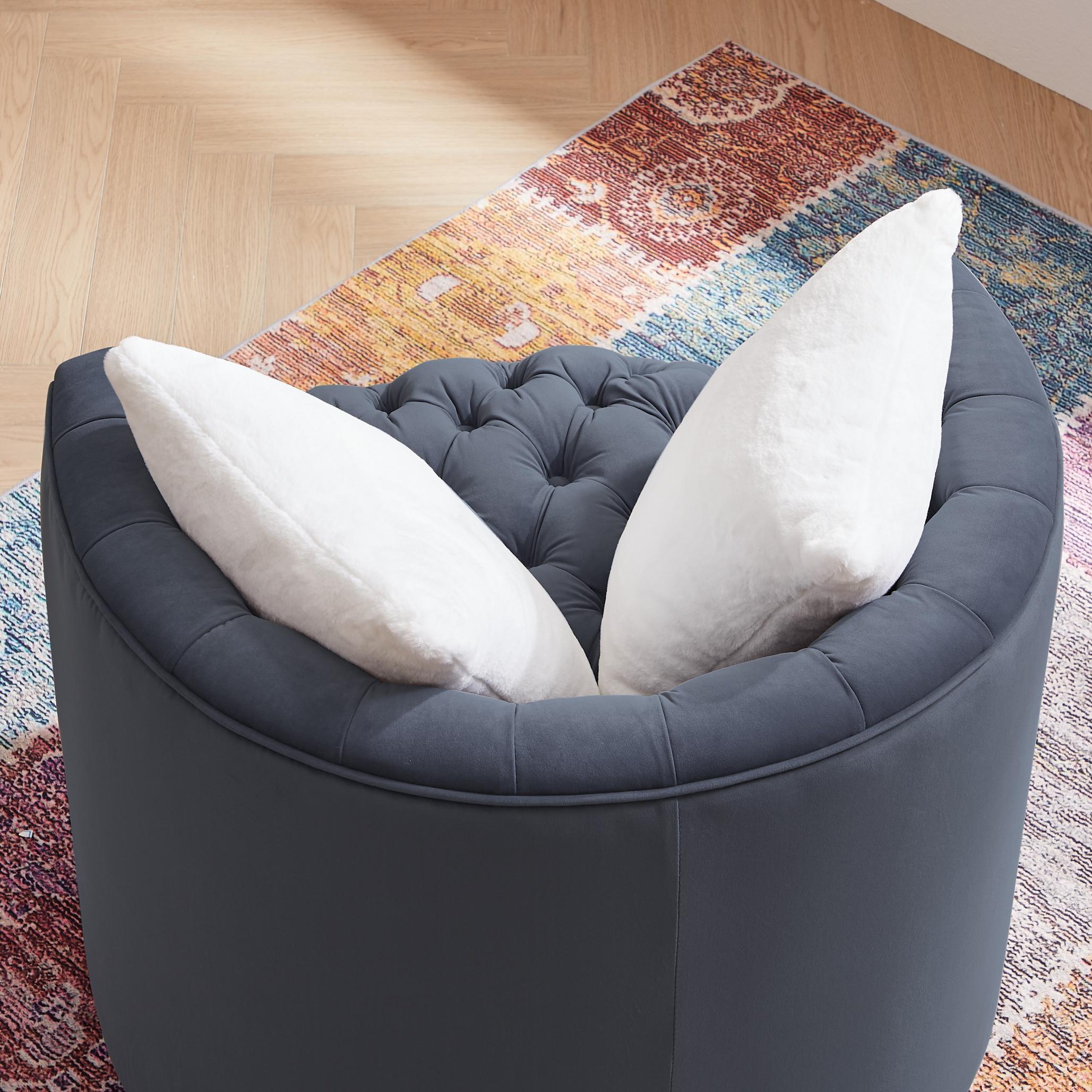 Modern Swivel Barrel Chair with Pillows