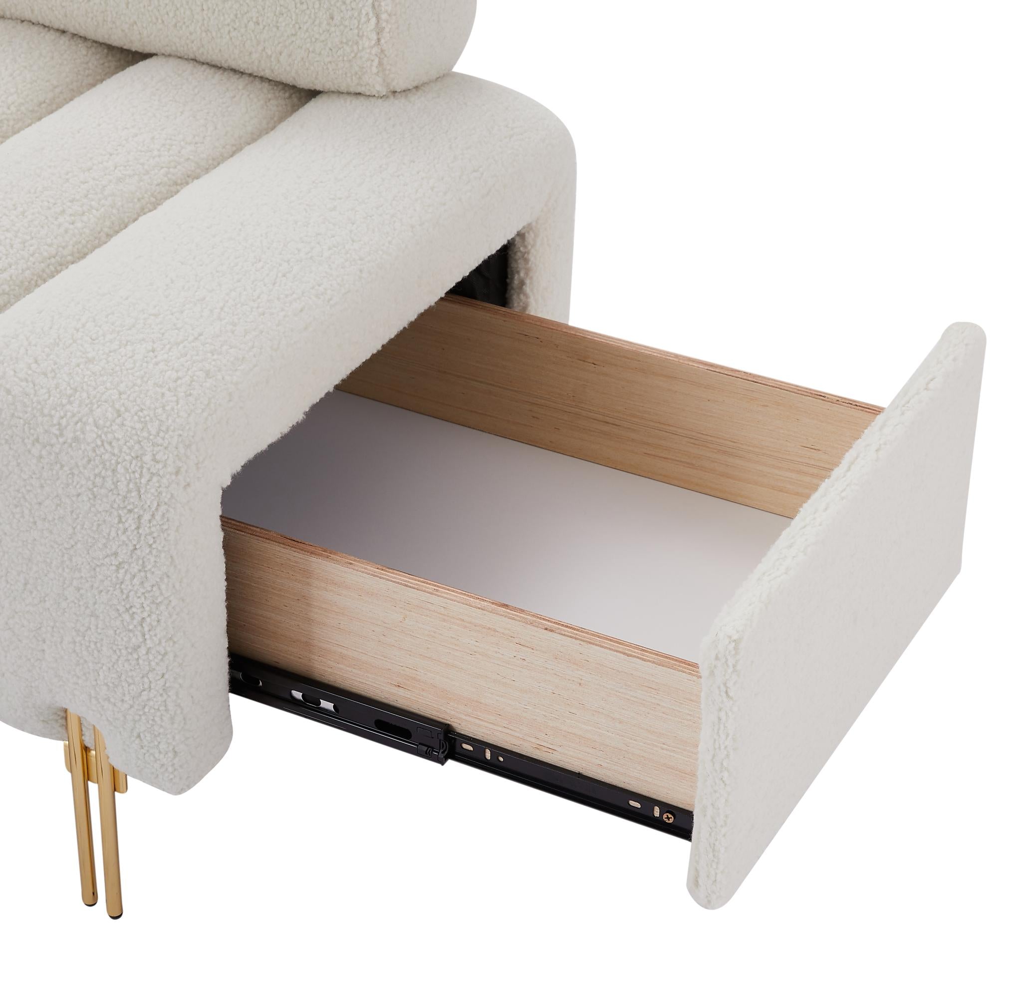 Modern Upholstered Bench with Gold Legs