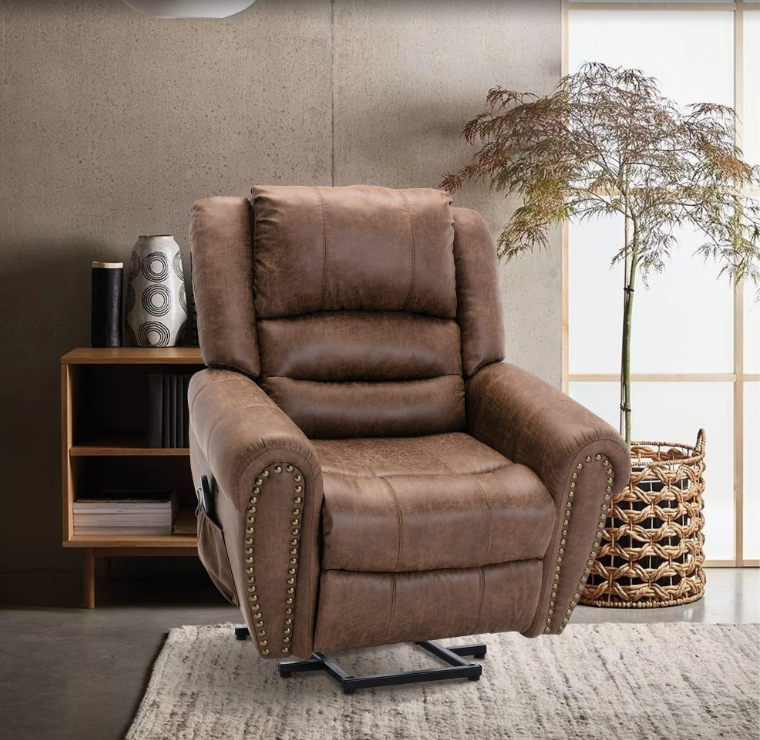 Leather Rivet Power Lift Recliner Chair With Massage And Usb Port