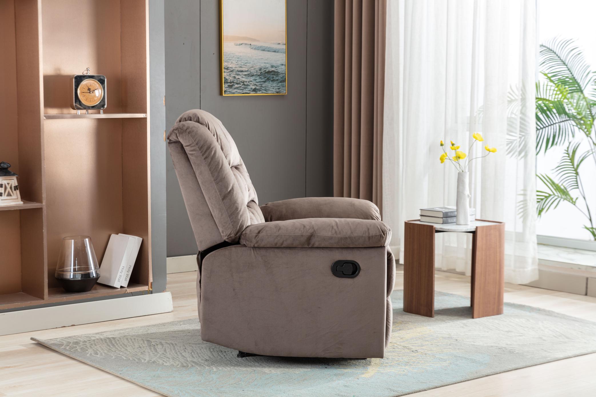 Classic Manual Recliner With Soft Padded Headrest And Armrest, Wonderful Chair&Sofa For Living Room And Bed Room