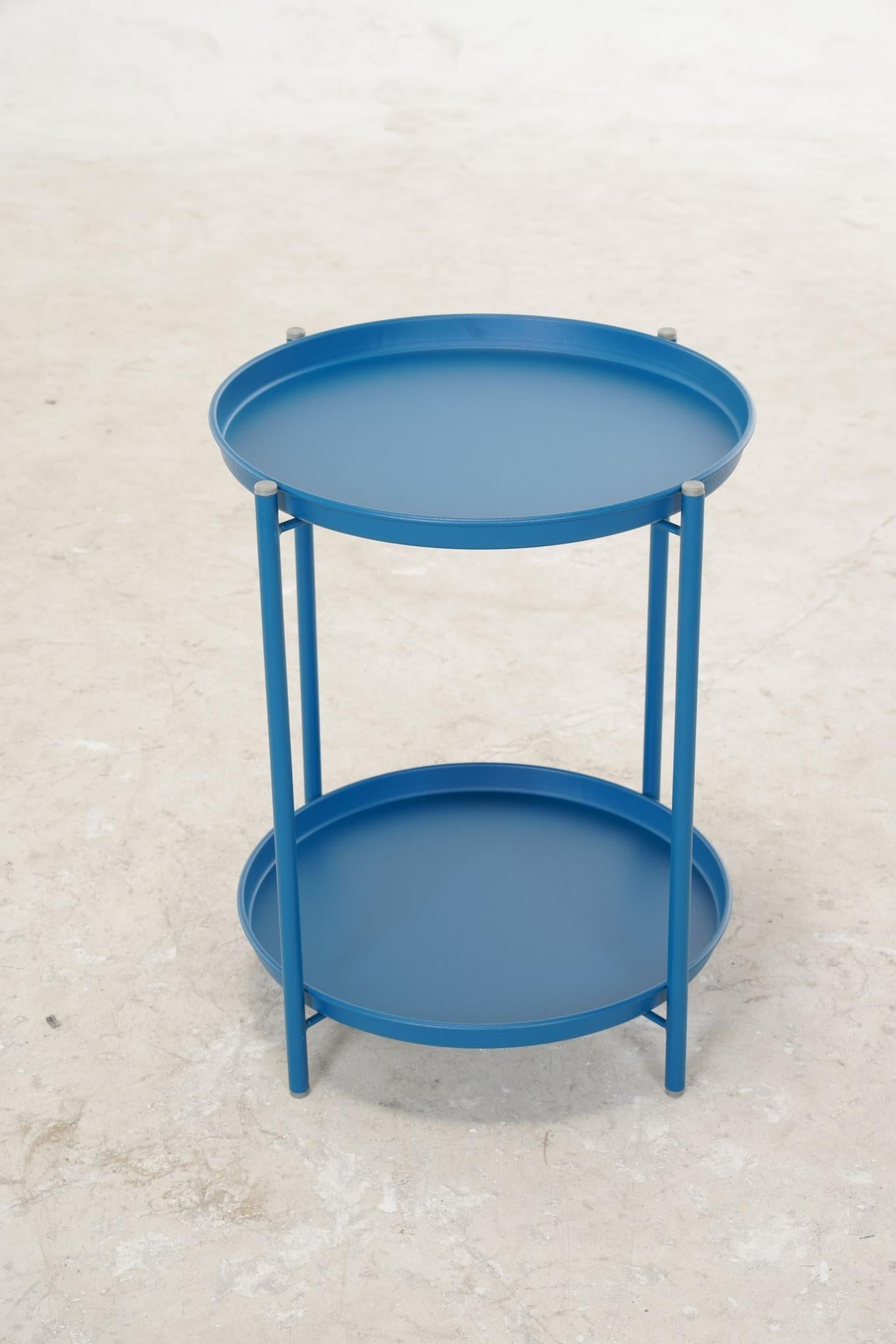 Outdoor Steel Patio Side Table 2-Tier