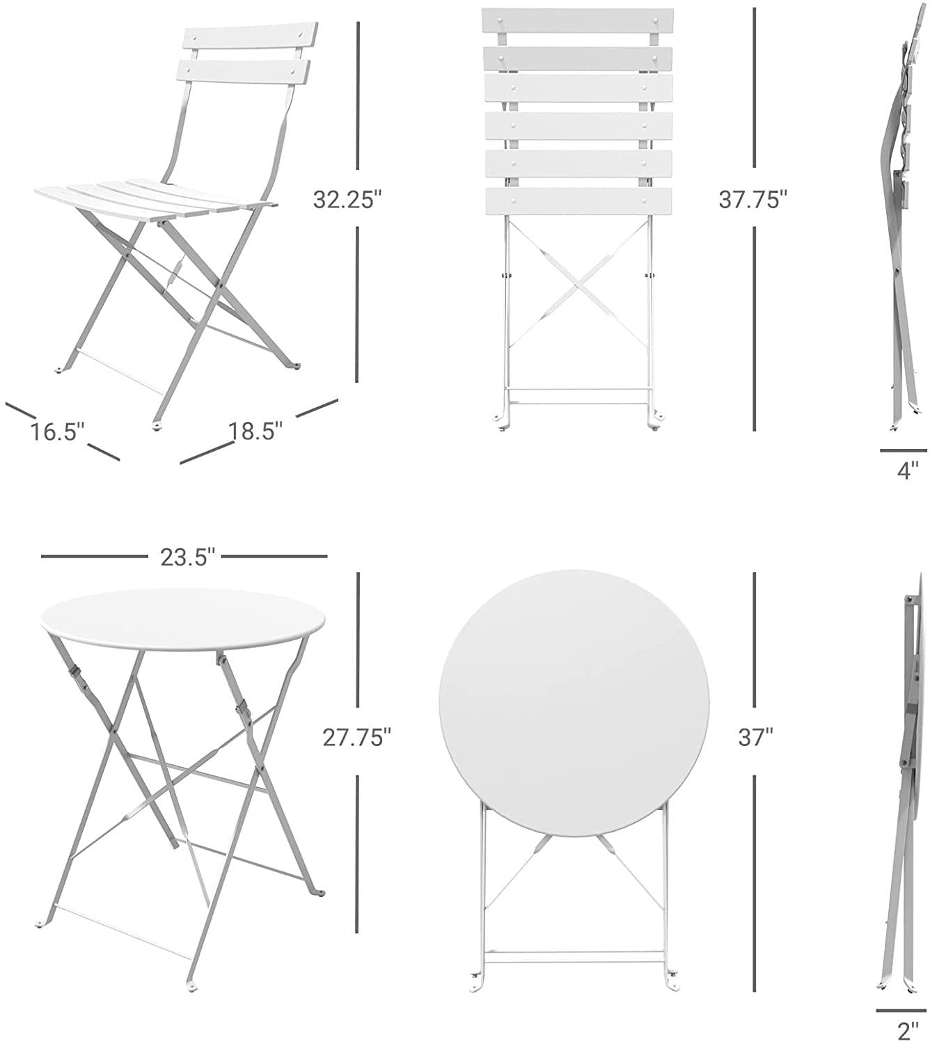 Sr Steel Patio Bistro Set, Folding Outdoor Patio Furniture Sets, 3 Piece Patio Set Of Foldable Patio Table And Chairs