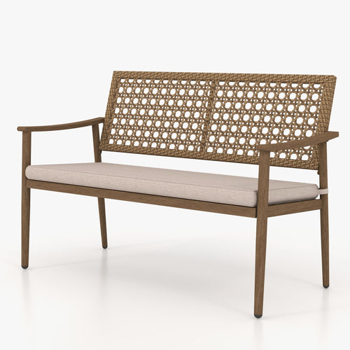 Outdoor Wicker Rattan Garden Benches With Cushion