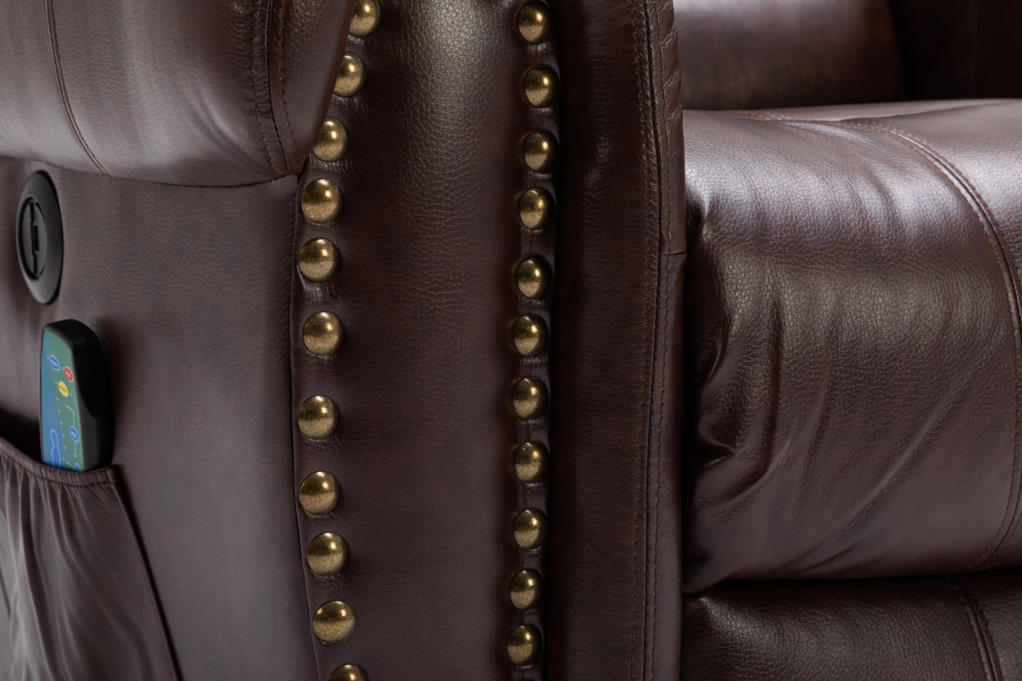 Leather Rivet Power Lift Recliner Chair With Massage And Usb Port