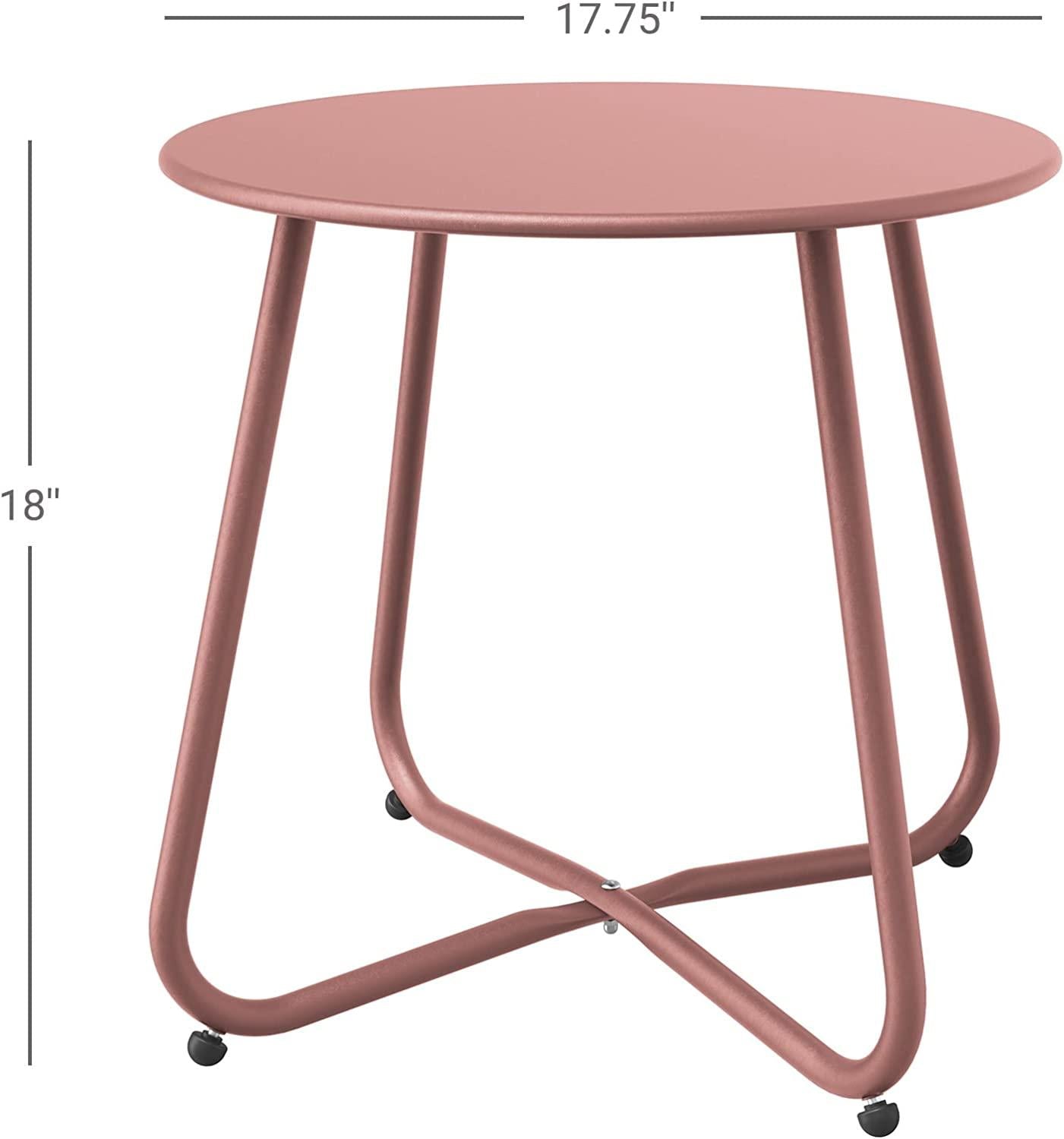 Sr Steel Patio Side Table, Weather Resistant Outdoor Round End Table