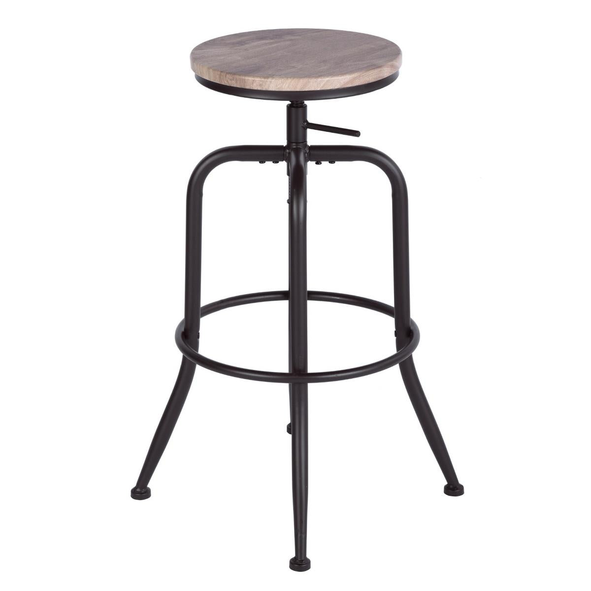 Oak Curved Leg High Bar Stool