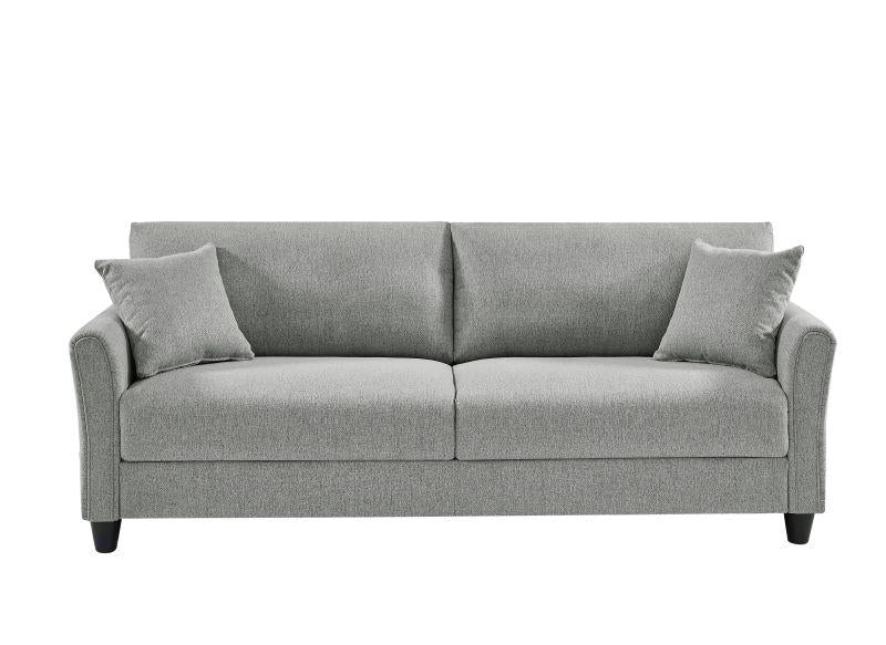 Loveseat Sofa Blue Linen With 2 Pillows