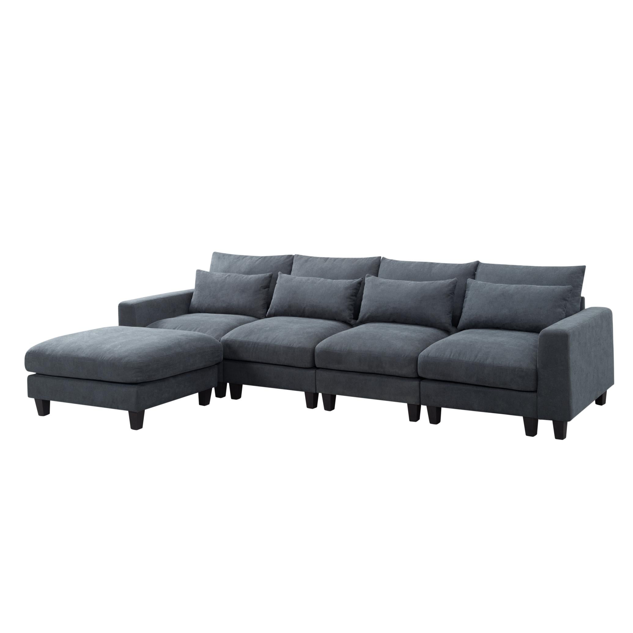 124.4” Modular L-Shaped Sectional Sofa With Ottoman