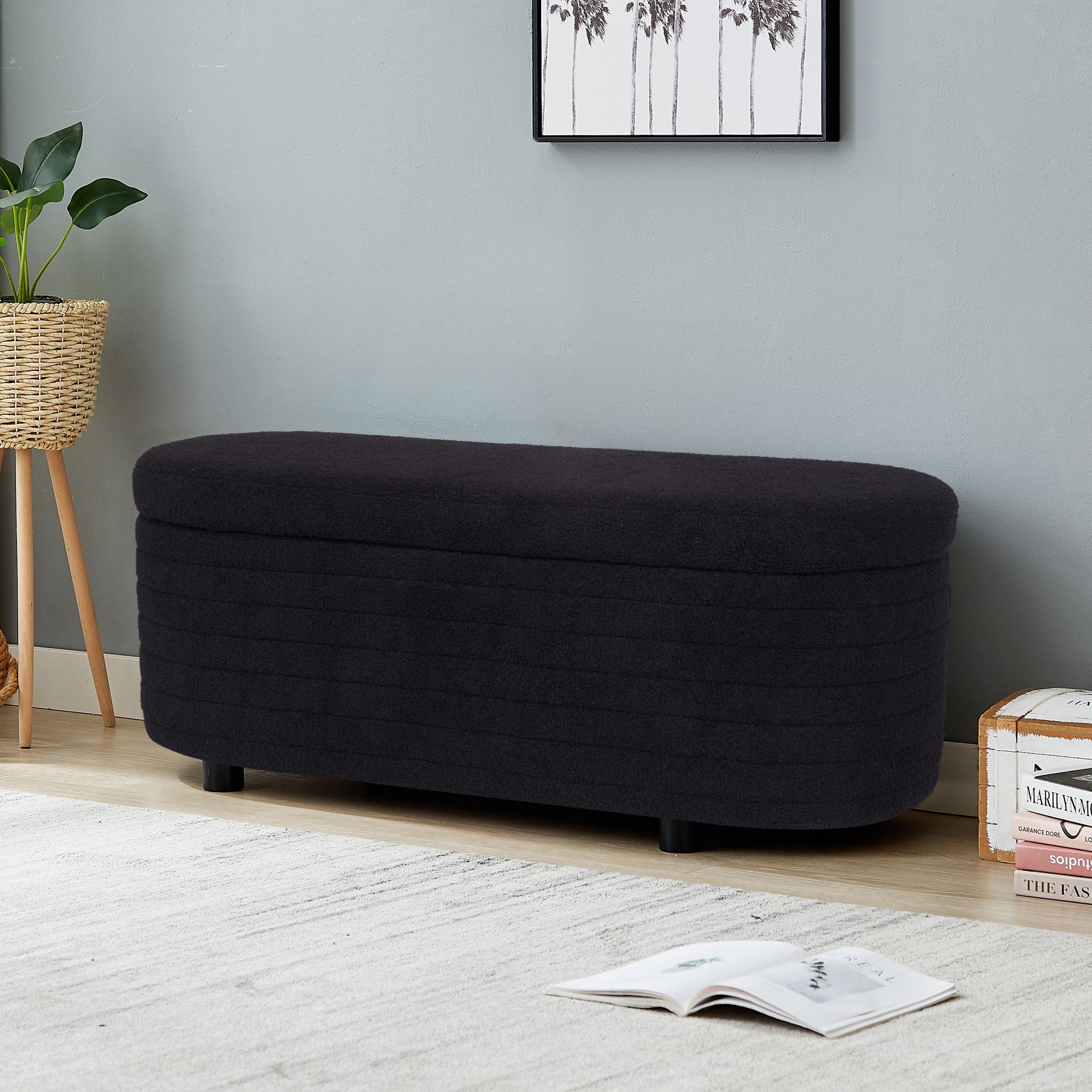 Multi-Functional Storage Teddy Fleece Material Sofa Bench