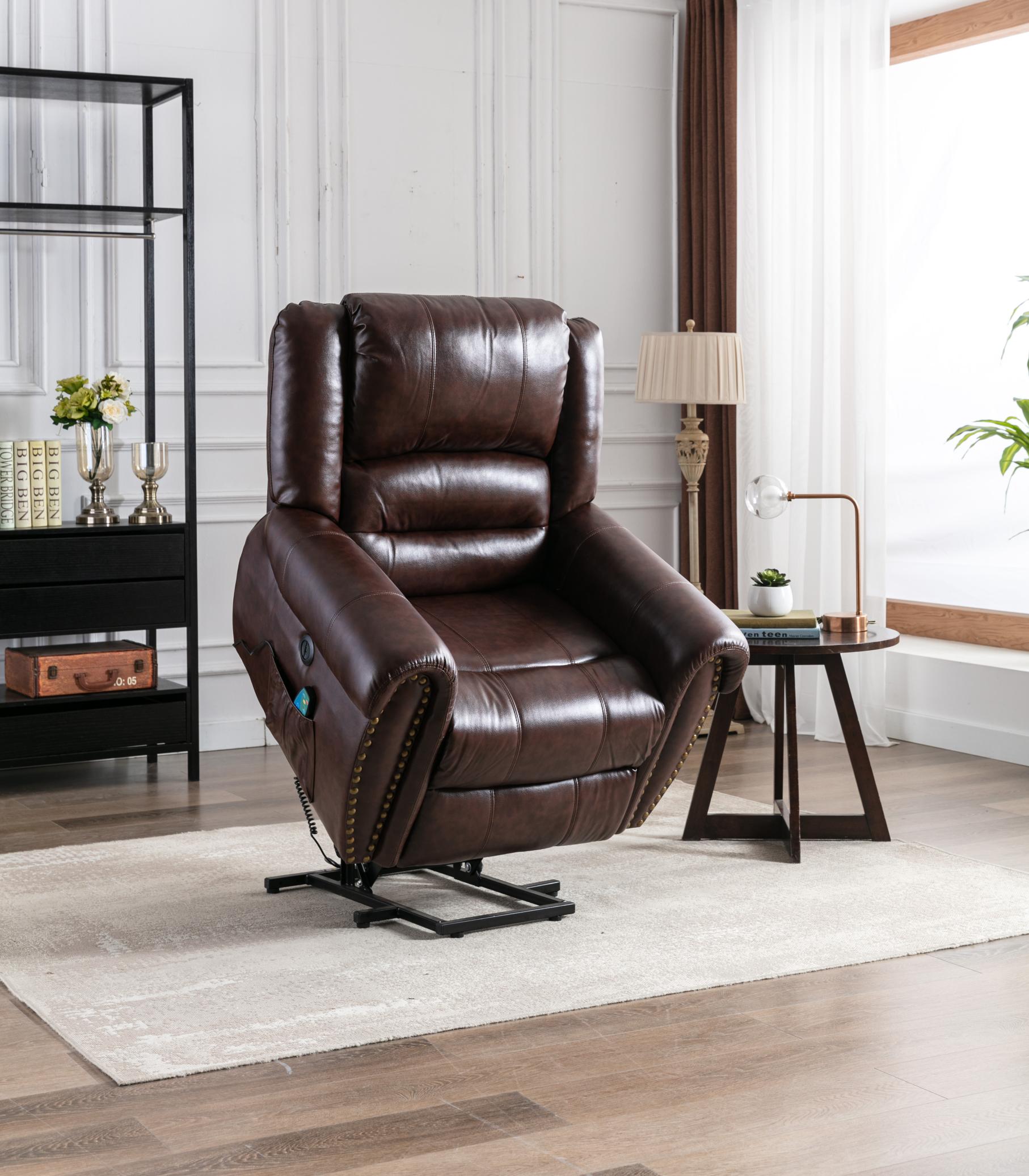 Leather Rivet Power Lift Recliner Chair With Massage And Usb Port