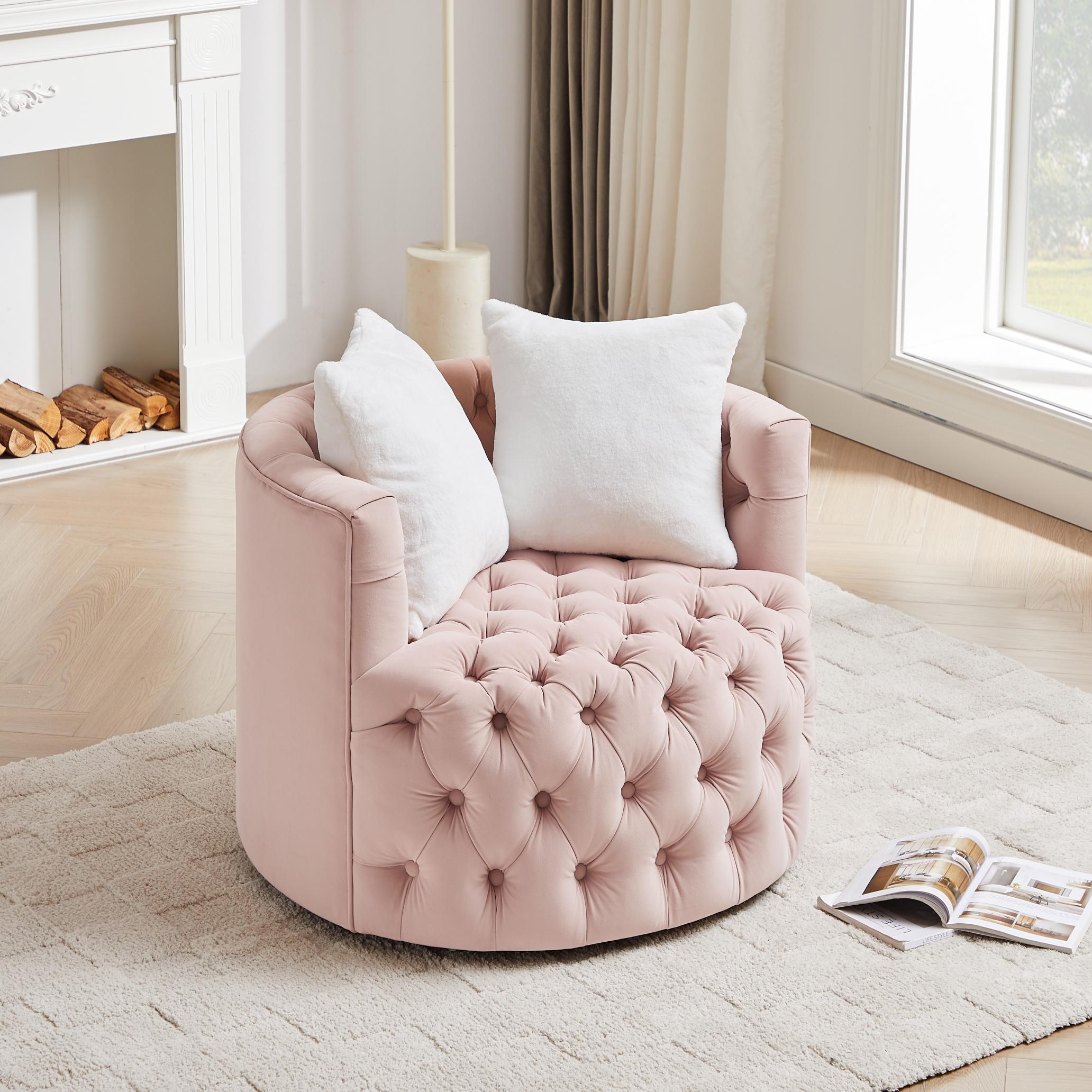 Modern Swivel Barrel Chair with Pillows