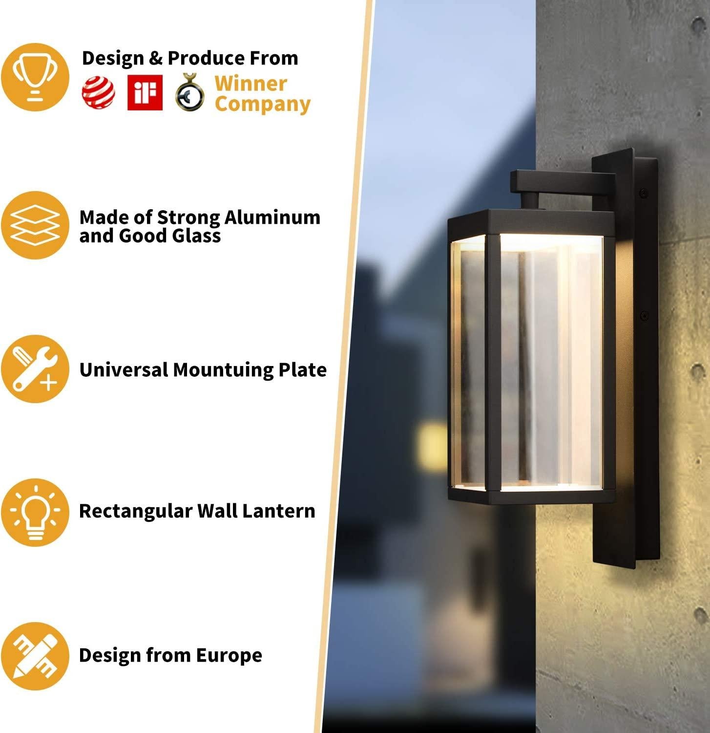 Outdoor Wall Sconce Exterior Ip54 Waterproof Led For Porch Entryway Doorway 13W 750Lm 3000K