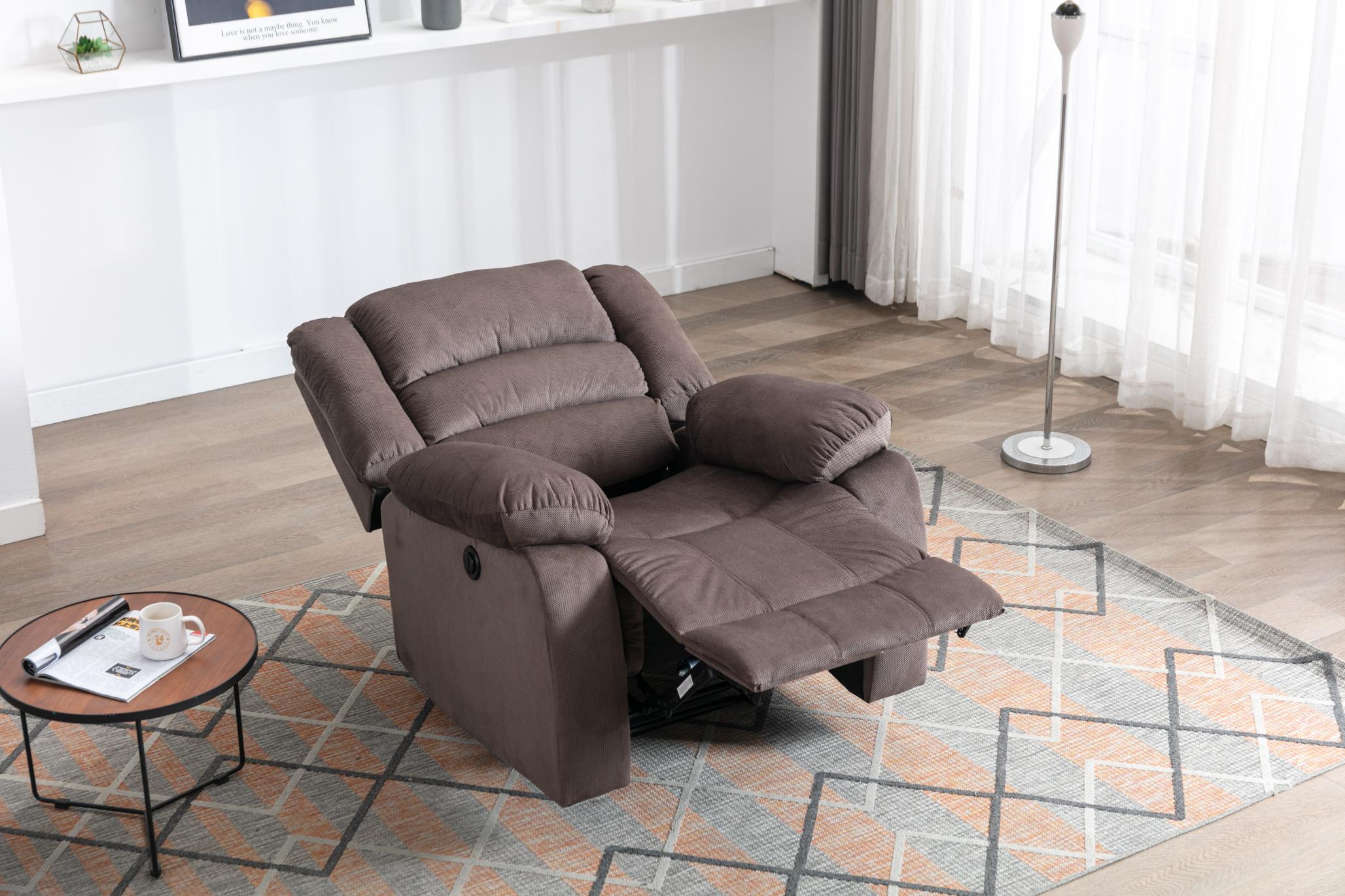 Classic Electric Recliner With Soft Cushion And Back, Small Sofa With Comfortable Armchair