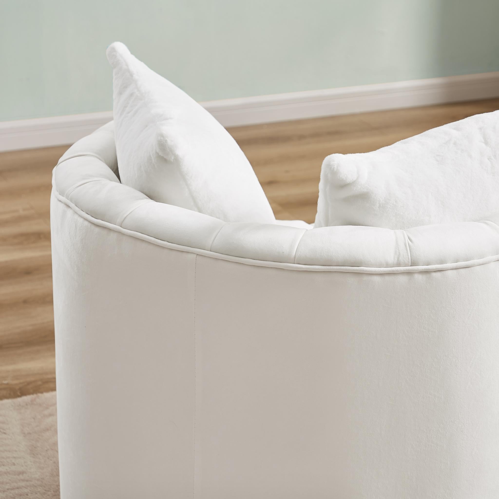 Modern Swivel Barrel Chair with Pillows