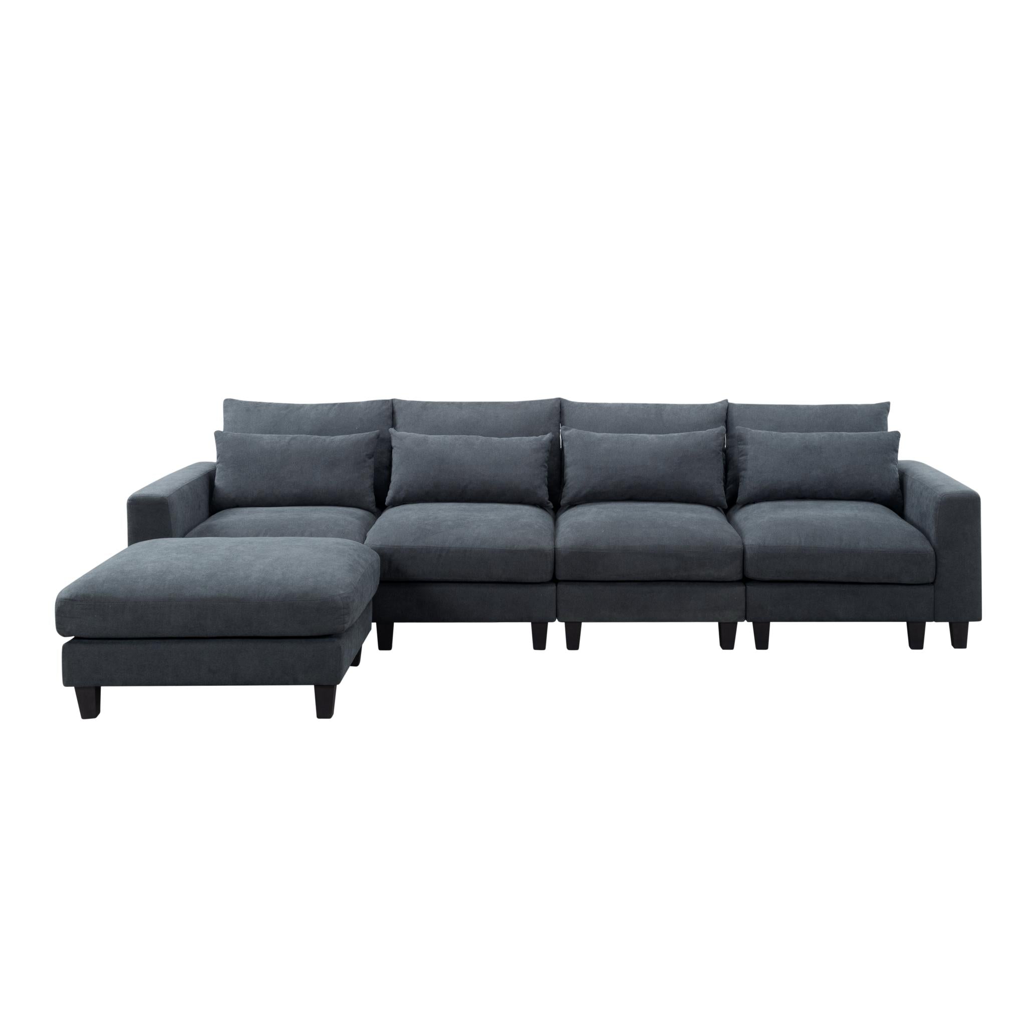 124.4” Modular L-Shaped Sectional Sofa With Ottoman