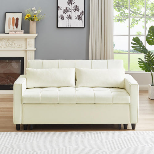 Modern Velvet 3-Seater Sofa Bed With Solid Wood Frame