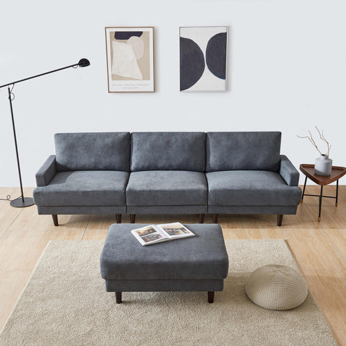 Modern Fabric Sofa L Shape, 3 Seater With Ottoman-104.6