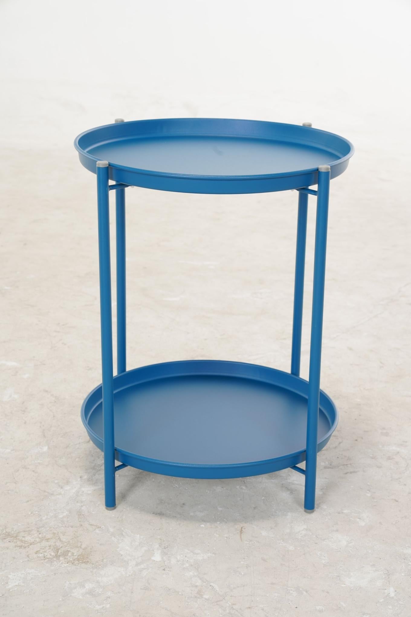 Outdoor Steel Patio Side Table 2-Tier