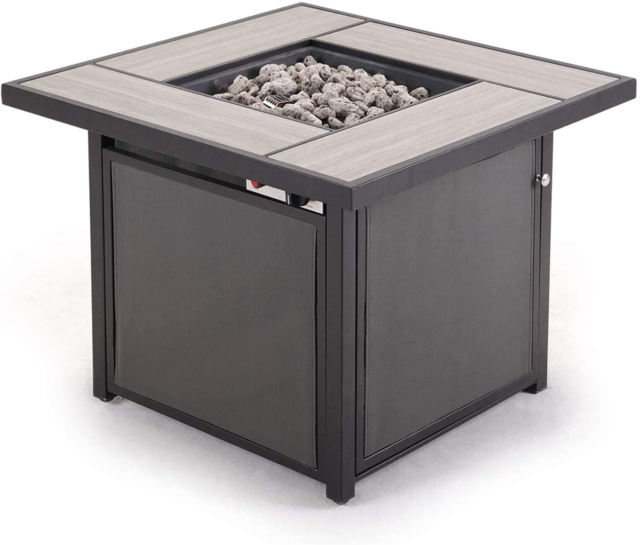 Outdoor 32 inch Propane Gas Fire Pit Table Square Fire Pit