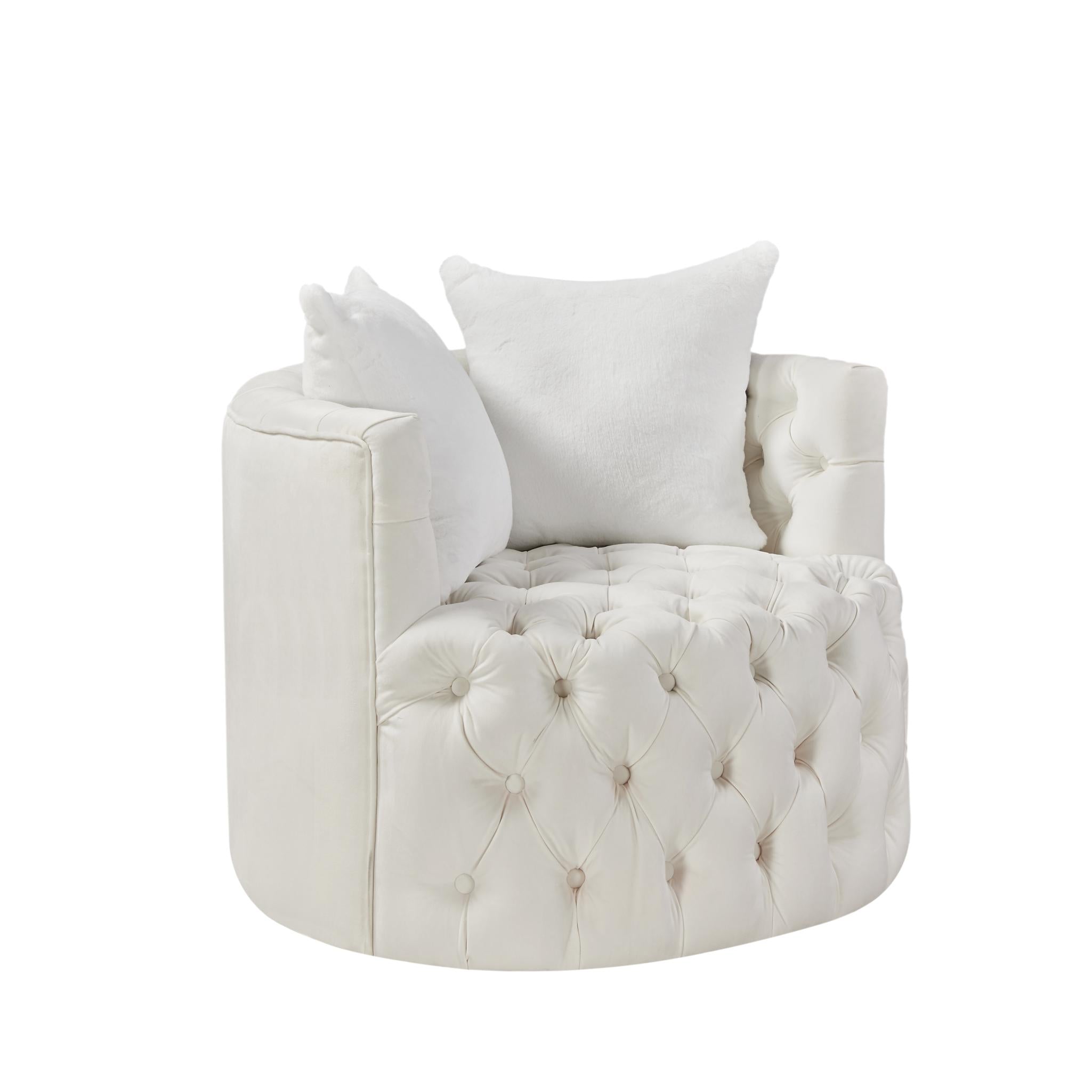 Modern Swivel Barrel Chair with Pillows