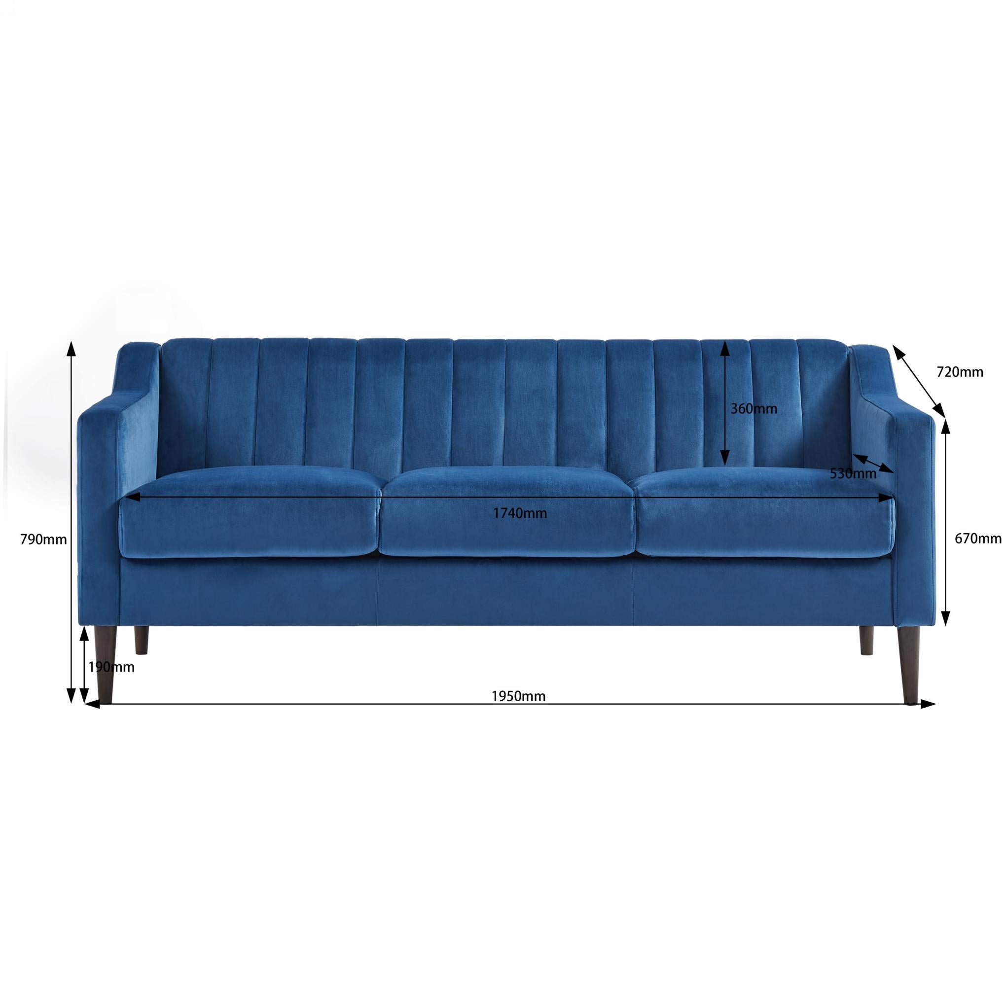 Modern Chesterfield Sofa with Velvet Upholstery and Wooden Frame