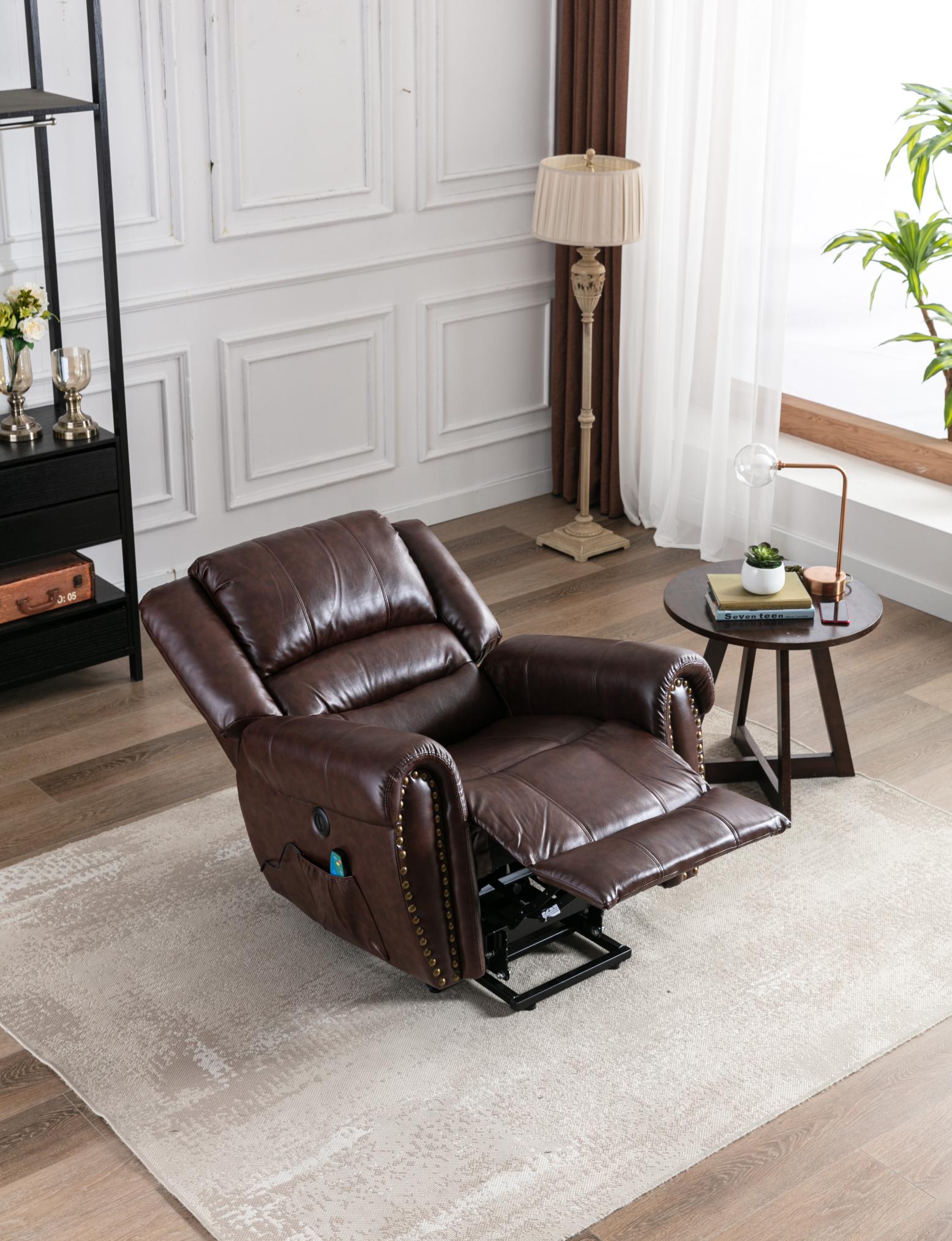 Leather Rivet Power Lift Recliner Chair With Massage And Usb Port