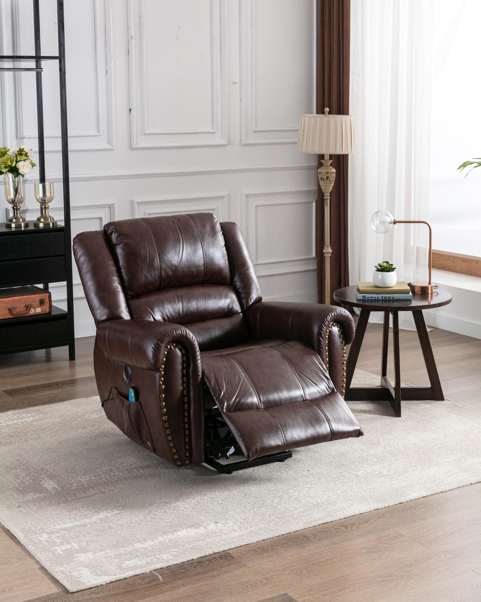 Leather Rivet Power Lift Recliner Chair With Massage And Usb Port