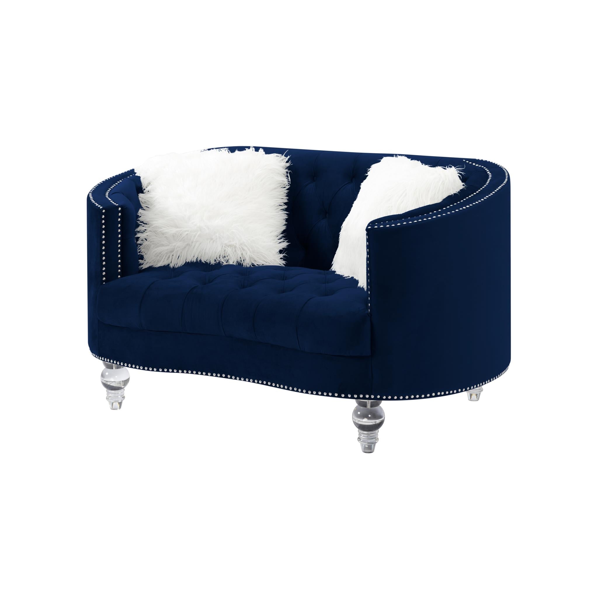 Living Room Loveseats Navy Blue Velvet