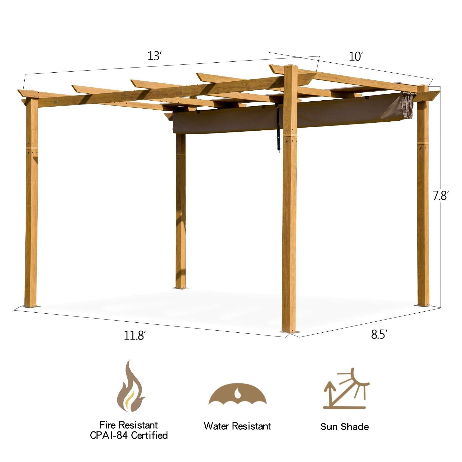 Domi Outdoor Living Outdoor Retractable Pergola With Weather-Resistant Canopy Aluminum