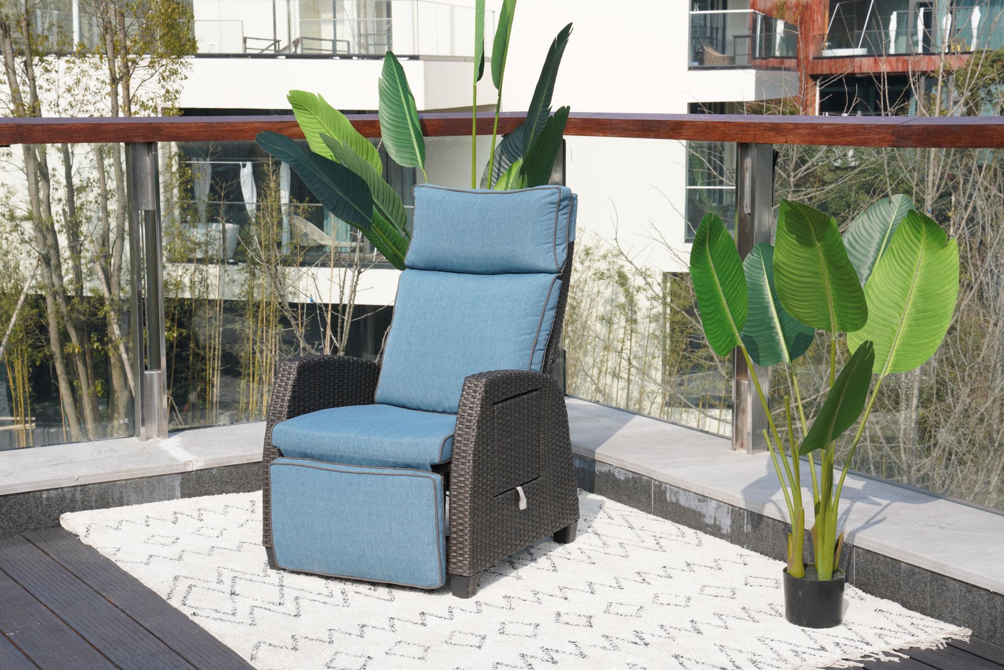 Outdoor Rattan Reclining Adjustable Lounge Chair