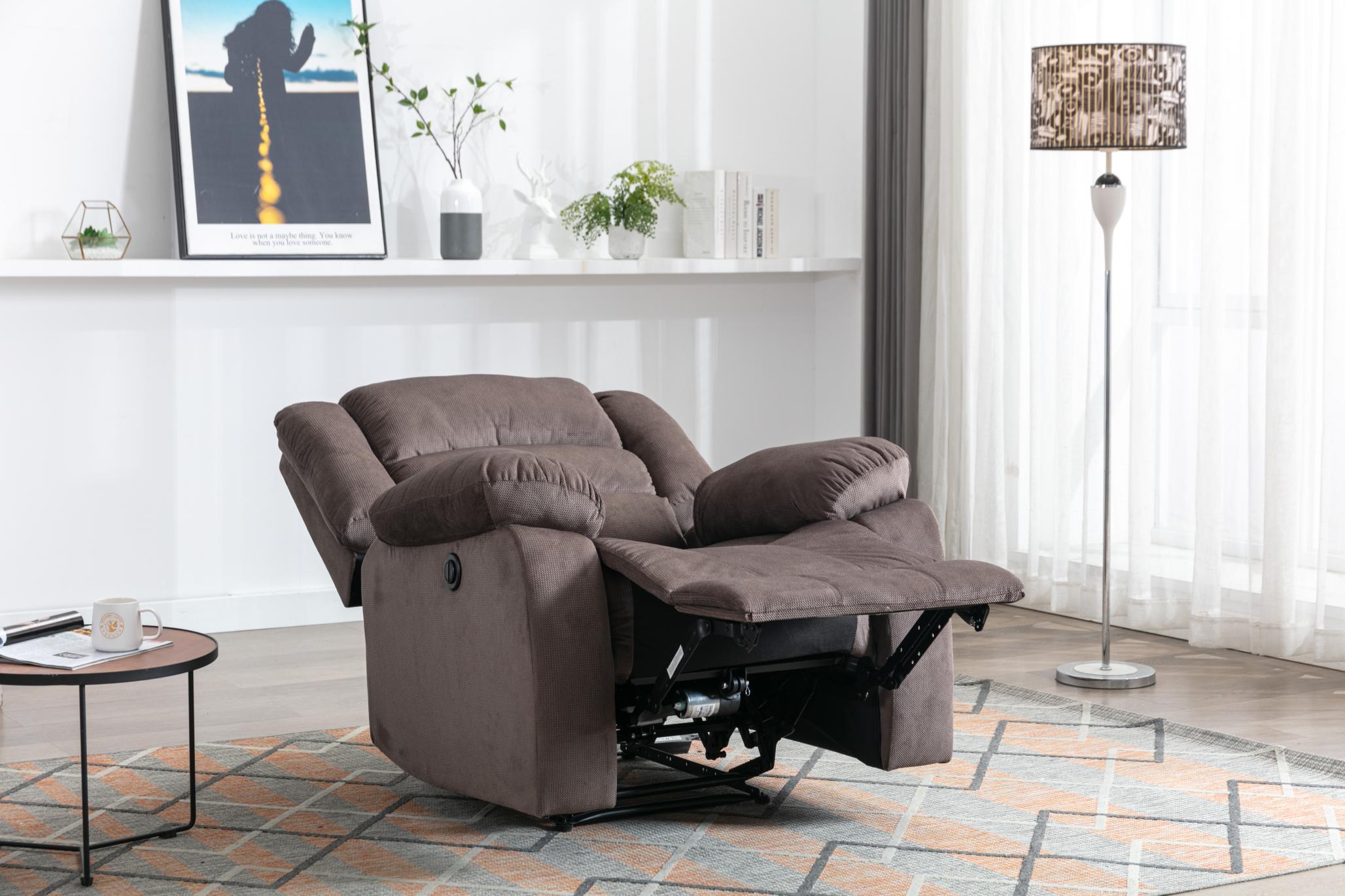 Classic Electric Recliner With Soft Cushion And Back, Small Sofa With Comfortable Armchair