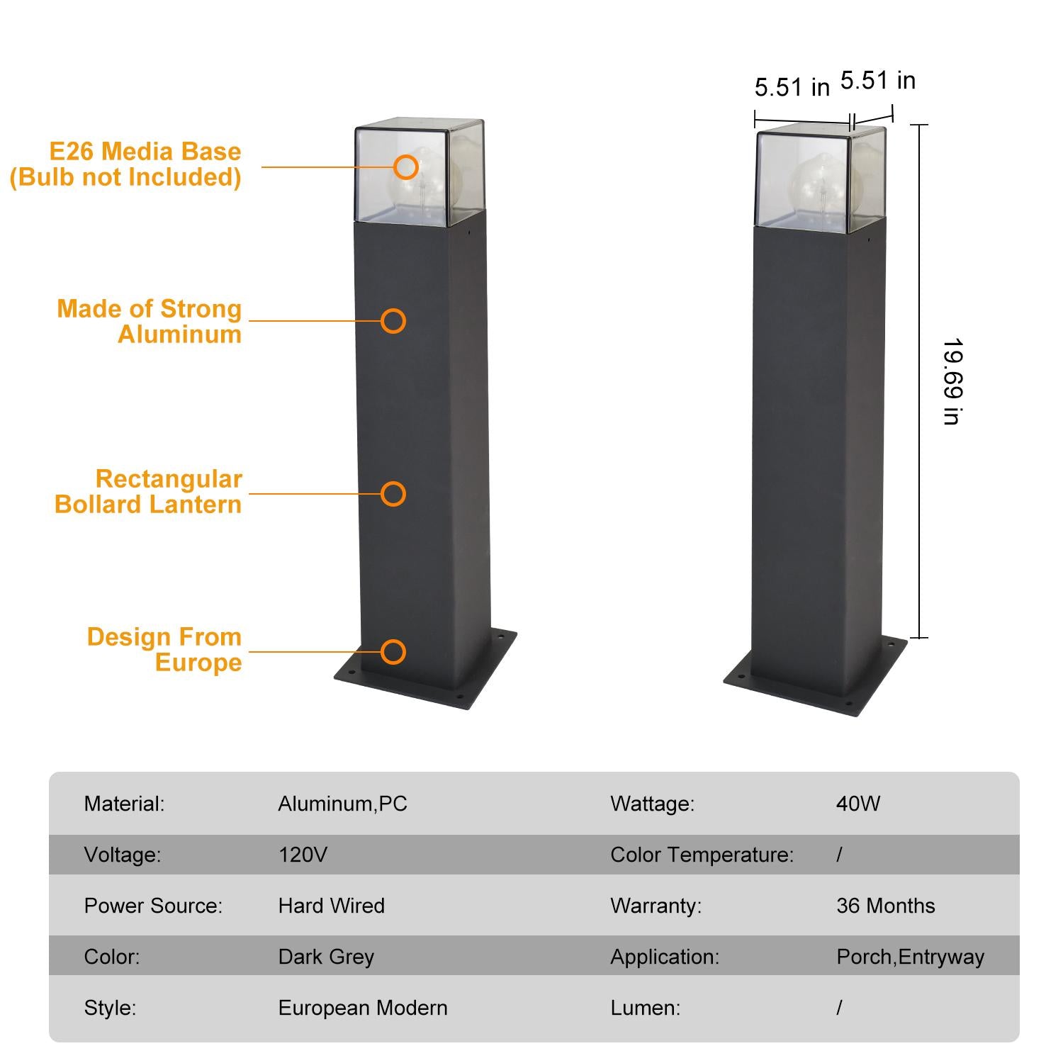 Outdoor Bollard Lamp/Path Light