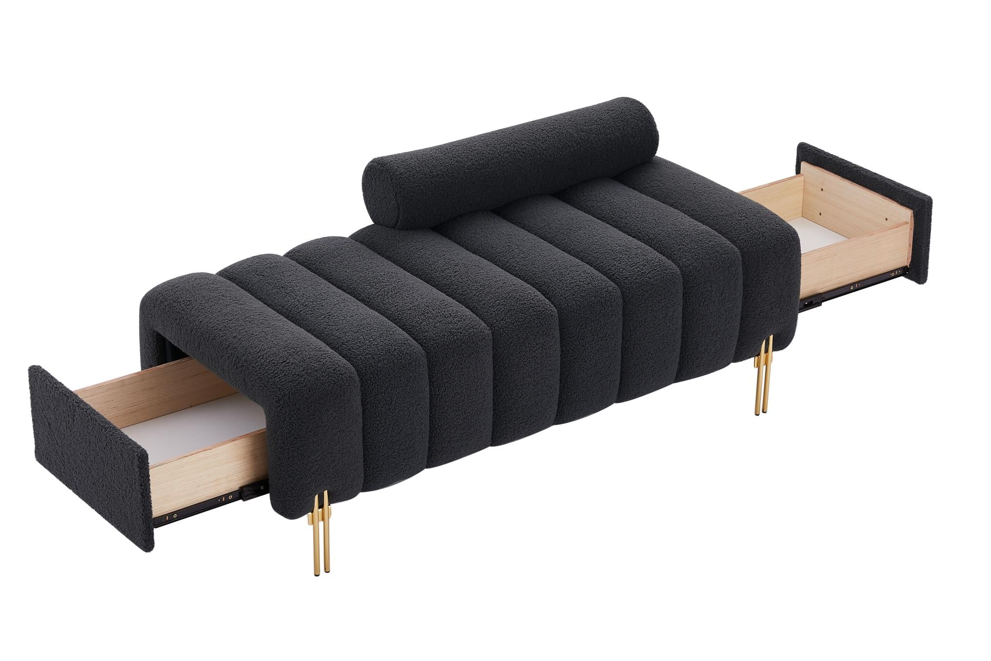 Modern Upholstered Bench with Gold Legs